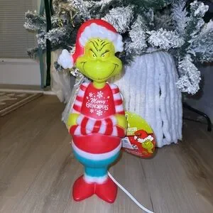 Grinch Plug Gemmy | Holiday | Grinch Santa Lightup Blow Mold Christmas Gemmy 4 Plug ...